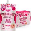 Collagen Vegan Konjac Jelly (Peach Flavor) 120g x 10 Packs – Low-Calorie Fruit Gel Snack, Gluten-Free, Plant-Based, 7 kcal per Pouch