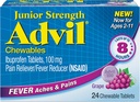 Advil Junior Chewable Ibuprofen Tablets, Grape 100mg, 24 Tablets Cada (Pack of 6)