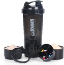 VECH Shaker Botellas para Mezclas Proteínas Workout Shaker Leak Proof Water Bottle Non Slip 3 capas Twist Off 3 OZ con Pill Tray para Almacenamiento Protein Powder Shake Bottle 16 OZ Shake Cup (Black)