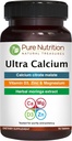 Nutrición pura Ultra Calcio 1000mg con VIT D3 + K2 tención 90 Tab tención Suplemento de calcio altamente absorbible con Calcio Citrate Malate, VIT D3, K2, Moringa Oleifera, Magnesio y Zinc.