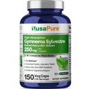 NusaPure Gymnema Sylvestre 50:1 Extracto, 250 mg Equivalente a 12.500mg Por Vegan Caps - 150 Conde (No-GMO, Vegan, Bioperina)