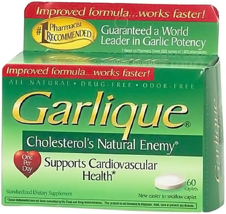 Garlique Cardiovascular Health Dietary Supplement Caplets, 60 Cuenta
