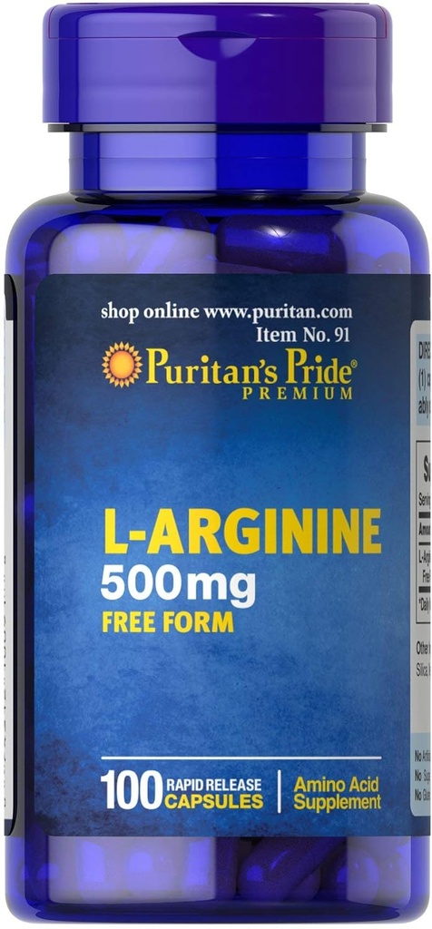 Pride de Puritan L-Arginine 500 mg, Heart Health Support, 100 Conde