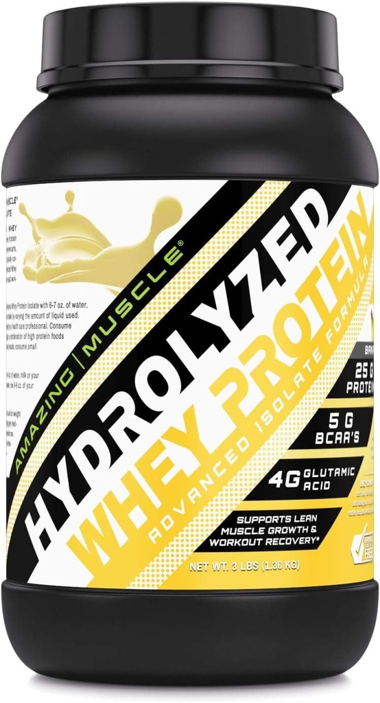 Increíble Muscle Ultra Pure Hidrolyzed Whey Protein Isolate * Admite Lean Muscle Growth & Rapid Recovery (Banana)