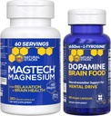 NATURAL STACKS Dopamine Brain Food + Magtech Magnesium Supplement Bundle - Supports Focus, Relax & Memory* - 240 cápsulas totales