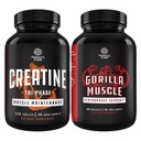 Bundle of Tri Phase Creatine Pills 5g and Extra Strength Test Booster for Men - Muscle Mass Gainer and Muscle Recovery Creatine HCL Pyruvate - Natural Energy Supplement with Horny Goat Weed