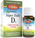 Carlson - Super Daily D3 2000 UI de base vegetal (50 mcg) por gota, gotas de vitamina D vegetariana, vitamina D líquida, provenientes de Algae, Desflavorada, 90 gotas (2,54 mL)