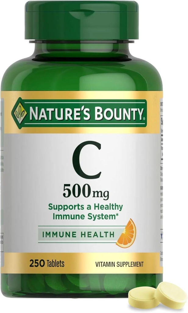 Bounty Vitamina C 500mg de la naturaleza, apoya un sistema sano de inmunos, suplemento diario de vitaminas, 250 tabletas vegetarianas
