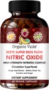 Organic Veda Beet Root Grape Seed & Red Spinach Nitric Oxide Capsules - Concentrated Beets Nitrates Supplements with Circulation Booster Green Tea Extract, Turmeric, Pomegranate - 60 Vegan Pills