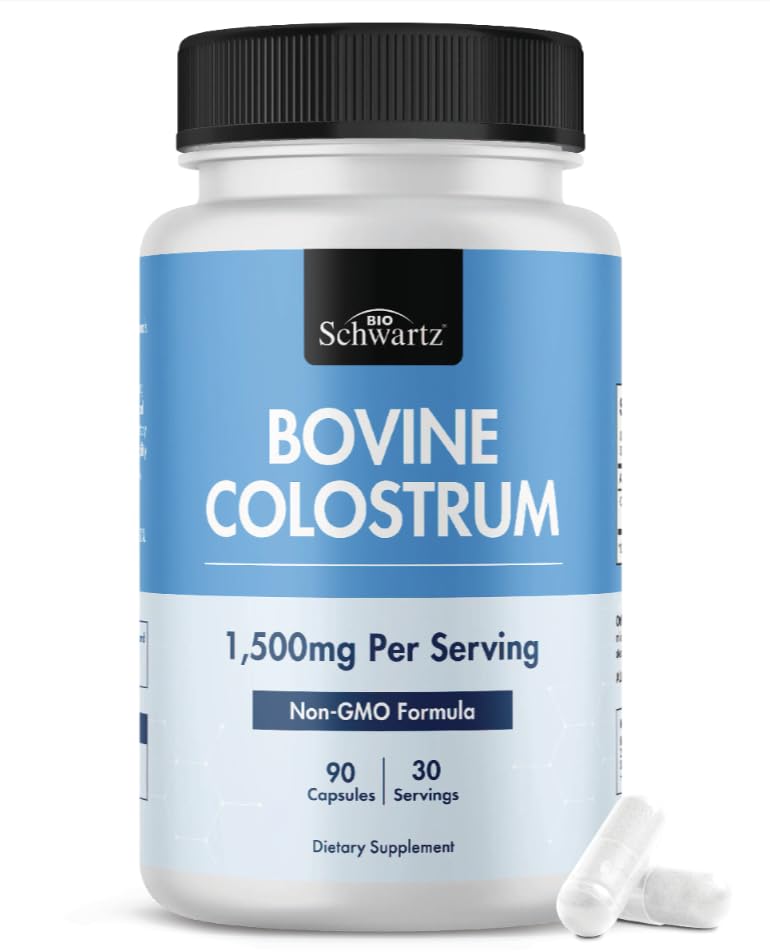 Colostrum Suplemento Extra Strength 1500mg Por Serving - Grass Fed Colostrum Capsules de Bovine First Milking, Apoya Gut Health and Immunity for Women and Men - Non-GMO, Gluten Free, 90 Count