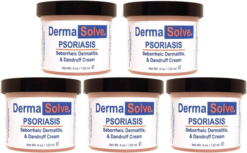 Dermasolve Psoriasis, Seborrheic Dermatitis y Dandruff Cream Formulado para Treat Itchy Skin " Prevent Future Flares to Provide Soothing Moisturizing Relief. (4.0 oz.) 5-Pack