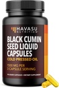 Cold Presionado Negro Semillas de aceite - 1500mg Negro Cumin Suplemento para funciones inmunitarias, soporte digestivo &amp; salud general - Peluquería &amp; Skin Superfood - Nigella Sativa - 1 Mes de suministro, Desflavorado