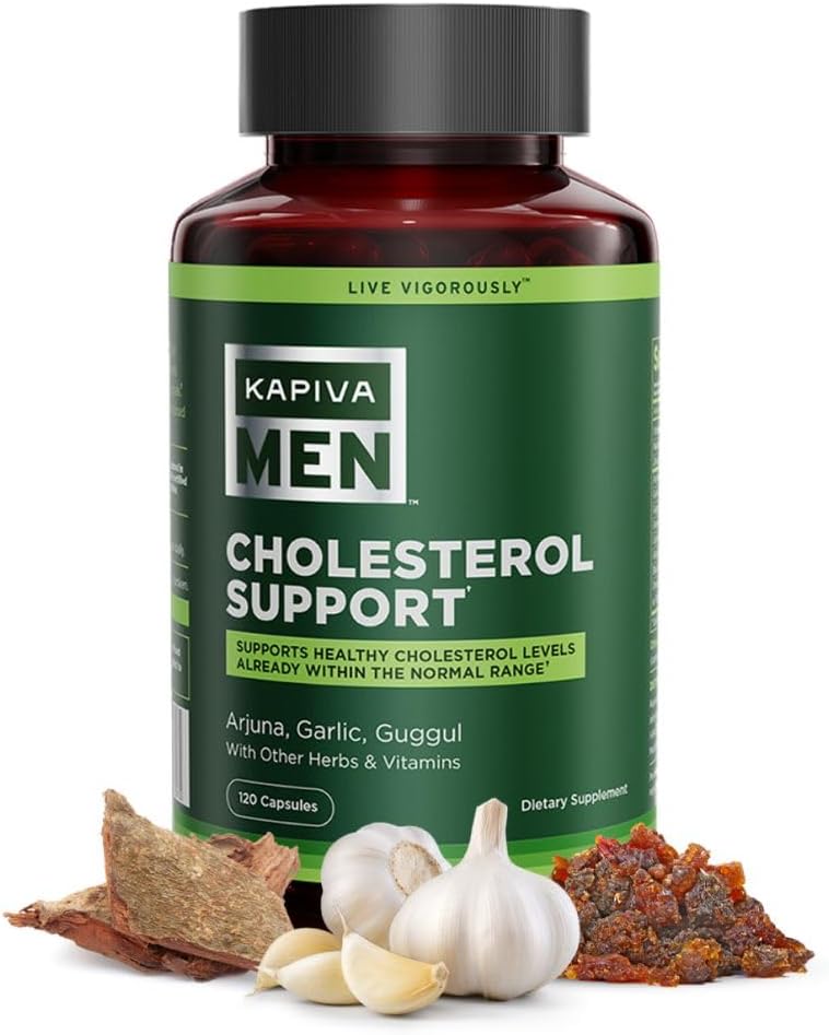 Suplemento de apoyo colesterol con Arjuna, Ajo, Guggul, Male Vigor Blend, y otras hierbas y vitaminas, soporta los niveles normales de colesterol, fuente de 30 días, 60 cápsulas