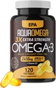 Triple fuerza Omega 3 suplementos de aceite de pescado, alta EPA aceite de pescado Omega 3 suplementos, EPA y DHA Omega3 ácidos grasos con vitamina D, suplemento Omega de alta potencia, 120 Softgels, desflavorado