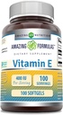 Fórmulas asombrosas Vitamina E 400 UI Por Servir Suplemento TENIDO NO-OMG TENIDO Gluten Gratis (100 Softgels)