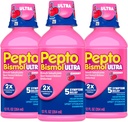 Pepto Bismol Liquid Ultra for Nausea, Heartburn, Indigestion, Upset Stomach, and Diarrhea - 5 Symptom Fast Relief, Cherry Flavor 12 oz (Pack of 3)