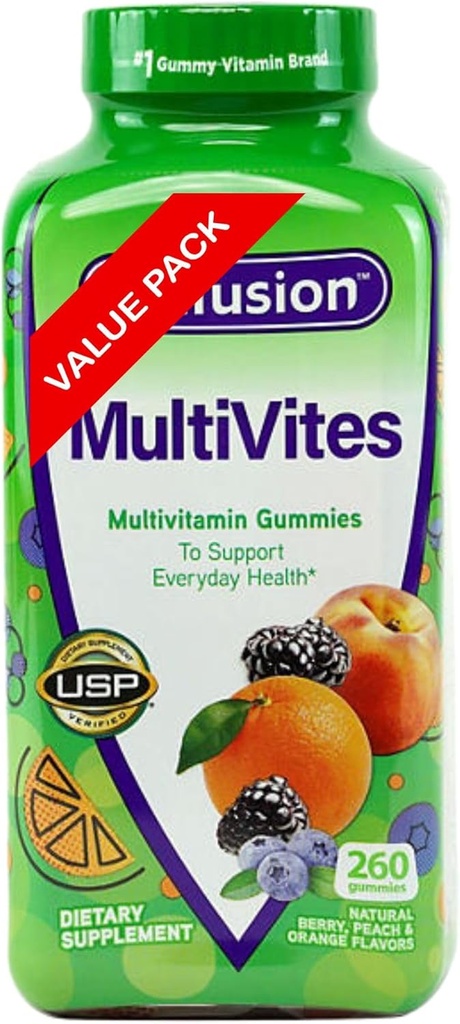 Vitafusiones Multivites Gummies 260 ct, Soporte Salud Todos los días - (Pack of 1) Siete Días Pills caso Incluido