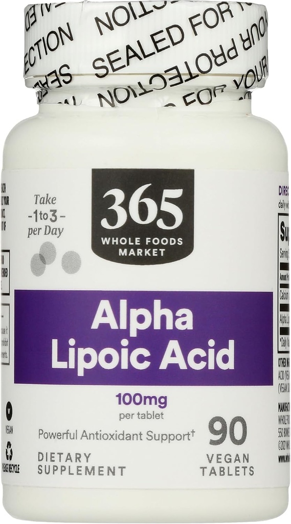 365 por Whole Foods Market, Alpha Lipoic Acid 100mg, 90 Cuenta
