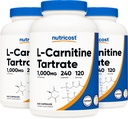 Nutricost L-Carnitina Tartrate 500mg, 240 cápsulas - 1000mg Por Serving (3 botellas)