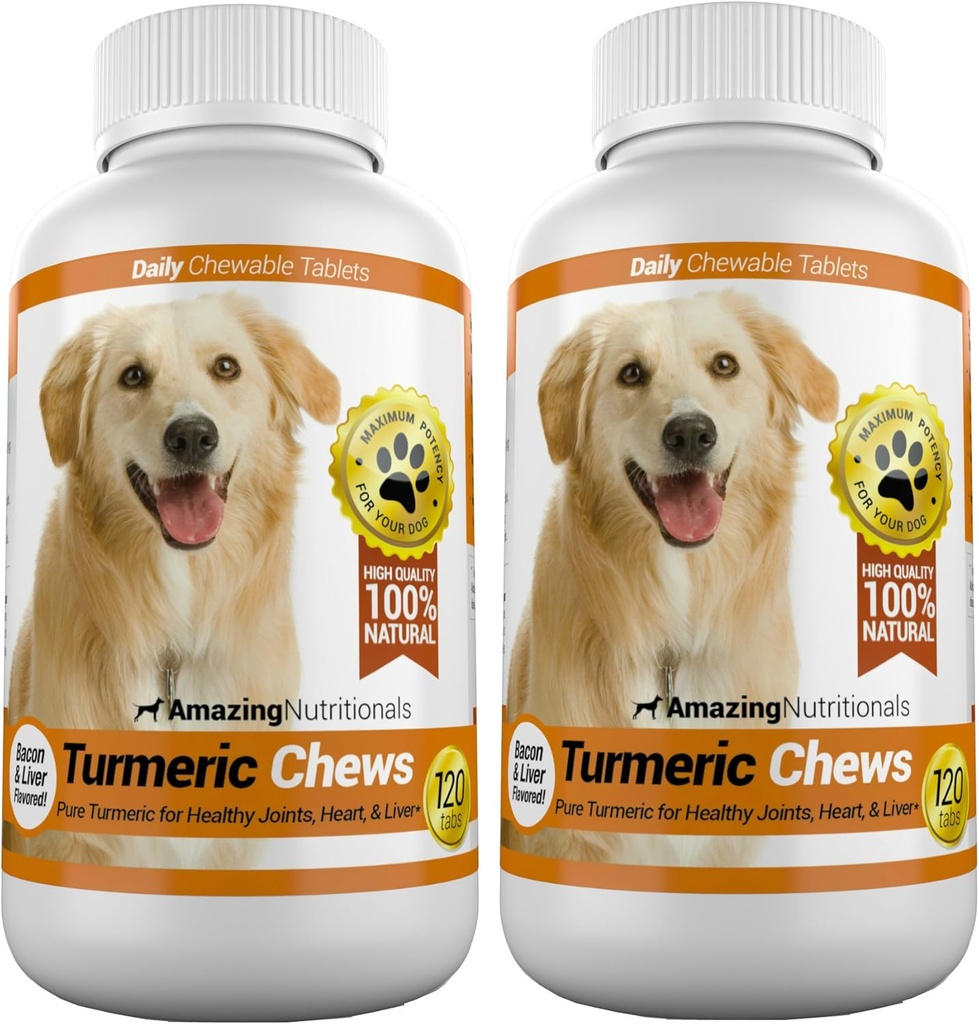 Increíble Turmeric para perros Curcumin Pet Antioxidant, elimina la inflamación del dolor conjunto, 120 Chews