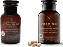 Movita Vitamina orgánica D3 2500IU, Botella de vitamina C 250mg