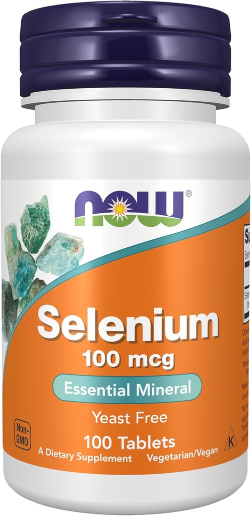 AHORA Suplementos, Selenium (L-Selenomethionine) 100 mcg, Minerales Esenciales*, 100 Tabletas