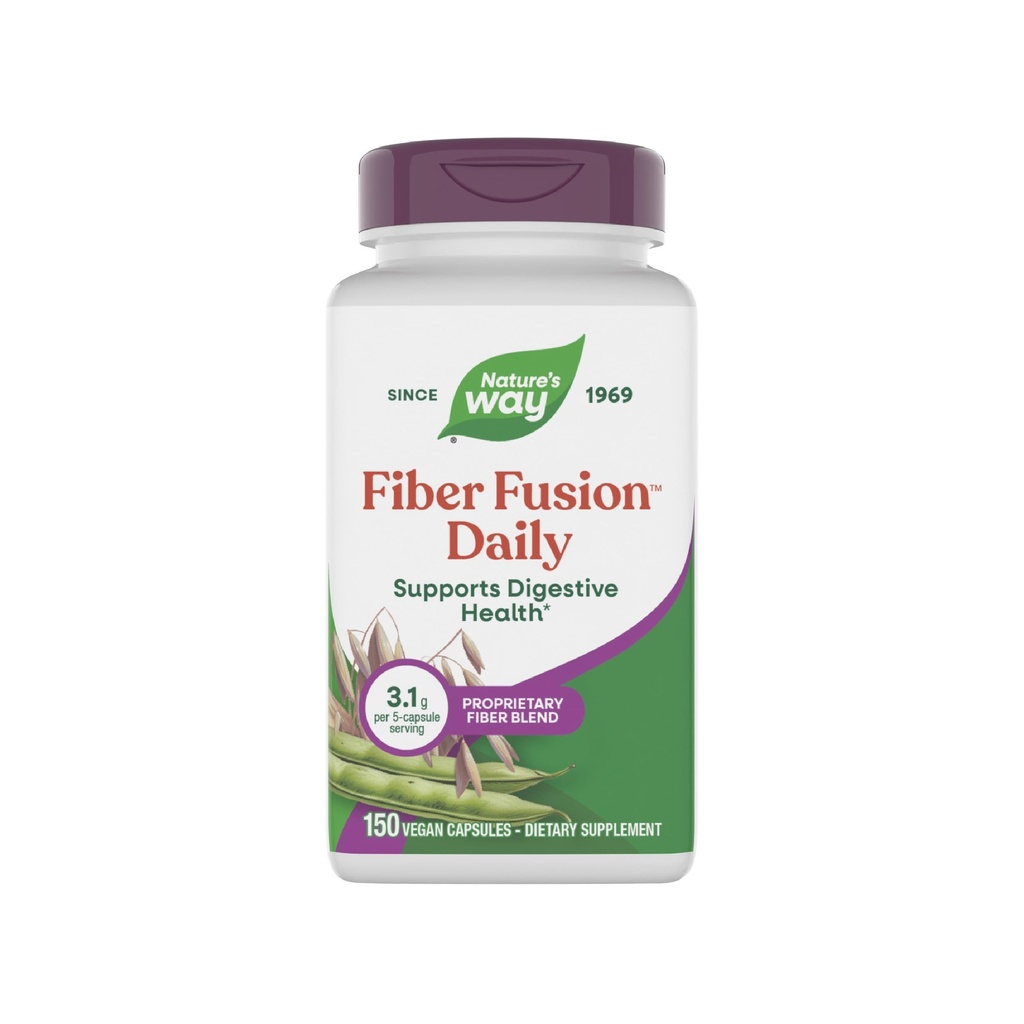 Fusión de fibra de la naturaleza Daily, Psyllium Husk cápsulas con avena Bran, Guar Gum, Pectin, Asistencia sanitaria digestiva*, Vegan, 150 cápsulas (paquete mayo Vary)
