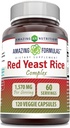 Impresionantes Fórmulas Red Yeast Rice Complex ← 1570 Mg Por Serving  durable 120 Veggie Capsules  durable with Alpha Lipoic Acid, CoQ10, Milk Thistle Extract ← Made in USA