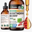 BIO KRAUTER Hawthorn Berry Extract Tincture - Natural Hawthorne Berry Suplemento - 100% Pura Fórmula - Vegan Sugar & Alcohol Gratis - 4 Fl. Oz. - 56 Día de Suministro