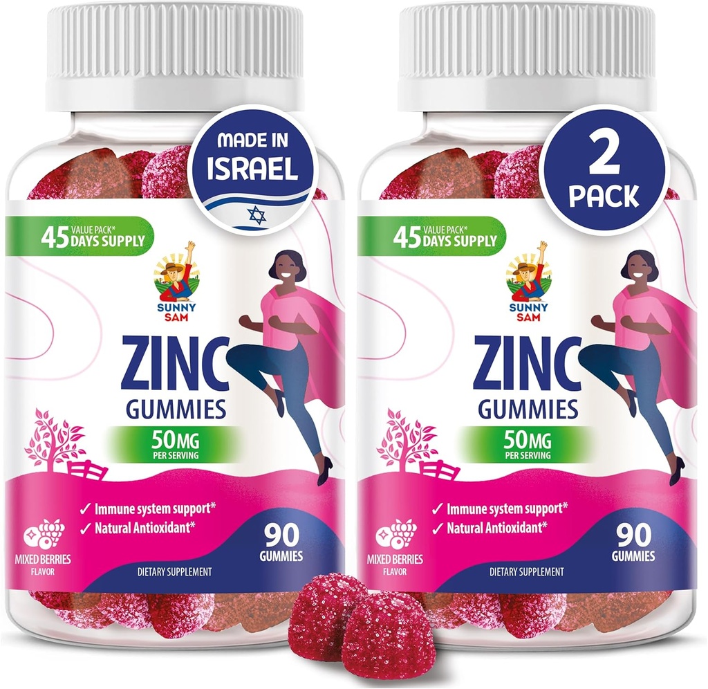 Zinc Gummies for Adults - Zinc Chewable Gummy for Immune Support - Powerful Natural Antioxidant Non-GMO Supplement for Children Hombre Adultos