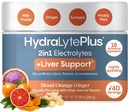 Hydralyte Liver Support + Electrolyte Mix with Milk Thistle, Turmeric, Ginger, Prickly Pear, Green Tea Extract Formulated for Rapid Rehydration, (Blood Orange Ginger, 40 Serve Tub)