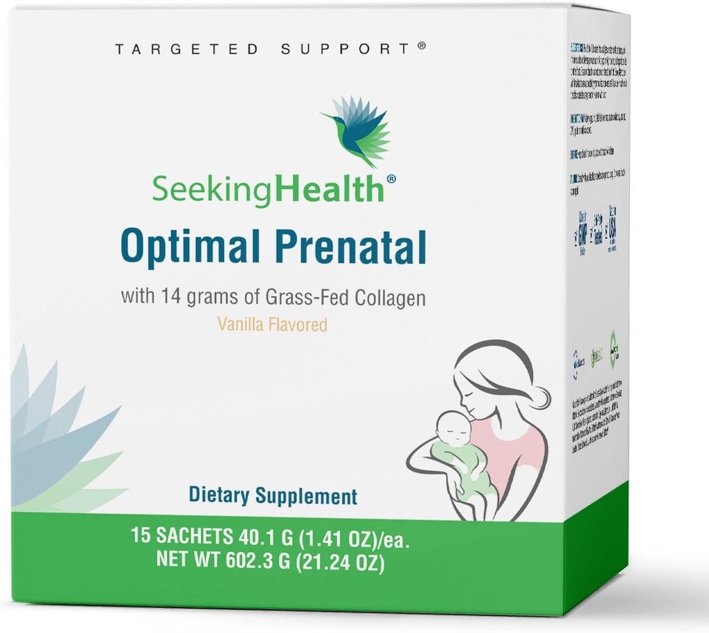 Buscando Salud Optimal Prenatal con Collagen, Multivitamina de Mujeres con B12, L-5-MTHF, Choline, Apoyo a la Mitilación, Apoyo a la Fertilidad y la Concepción A través del embarazo " La lactancia materna (15 Servimientos)
