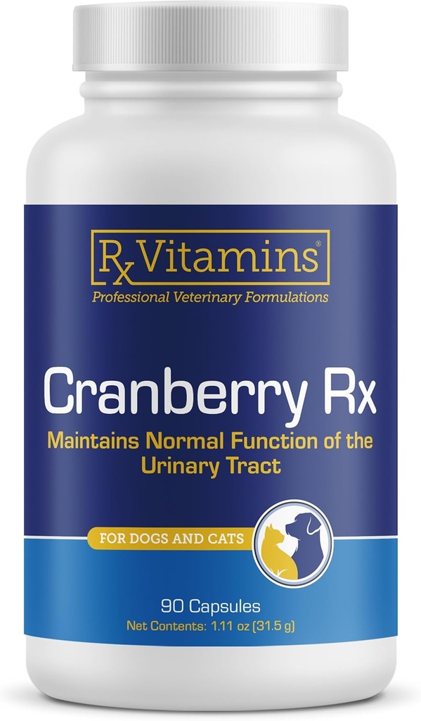 RX Vitaminas Cápsulas de arándano - Suplemento de arándano para perros y gatos - Apoyo para la salud de la tractrina urinaria y la salud de la vejiga - Cat UTI Remedy and Dog UTI Prevention - Boost Immune Support - 90 count