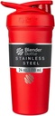 BlenderBottle Strada Shaker Cup Botella de agua de acero inoxidable aislada con Wire Whisk, 24 onzas, rojo