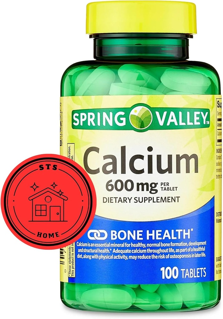Spring Valley Calcio 600 mg, 100 Tablets ← Calcio Suplemento 600 mg Silencioso Calcio Suplemento + STS Pegatina.