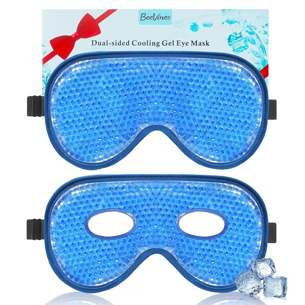 Máscara de Ojo enfriamiento BeeVines, 2 Pack XL Jumbo Tamaño Máscaras de Ojo de Gel para Ojos Puffy Cara, Máscara de Ojo de Hielo, Comprimido &amp; Compresa de calor, paquete de hielo congelado para cirugía de Ojo Post &amp; Alergias (azul marino)