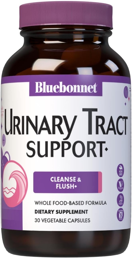Bluebonnet Nutrition Urinary Tract Support, Cleanse & Flush*, Soy-Free, Kosher-Certified, Non-GMO, Dairy-Free, Vegan, 30 cápsulas vegetales, 15 piezas