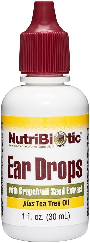 NutriBiotic – Ear Drops, 1 Fl Oz ← Gentle " Soothing Ear Support with Grapefruit Seed Extract " Tea Tree Oil TEN Vegan ← No Medicated TEN Made without GMOs " Gluten