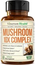 Potent Mushroom Complex with Turkey Tail, Lions Mane Extract, Shiitake Mushrooms, Reishi, Cordyceps, Maitake, Chaga &amp; Más – 10-in-1 Mushroom Supplement for Mental Clarity, Natural Energy & Focus