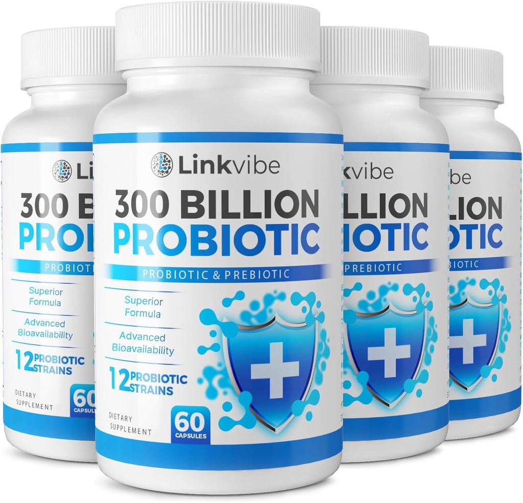 Probiótico 300 Billones CFU - 12 Strains with Organic Prebiotics for Digestive & Gut, Immune, Bloating Health - Probiotics for Women and Men - Daily Dairy Free, Shelf Stable - 240 Condes