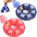 Organizador semanal redondo, TPU Rubberized, Contenedor de pilas de viaje 7 Día, con 7 grandes compartimientos, Grande para suplementos diarios de vitaminas, Cute caja de píldoras con grandes letras y braille (2 pcs)