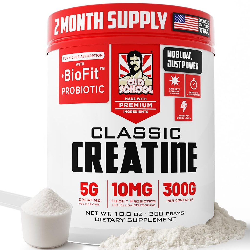 Laboratorios antiguos Micronizados Monohidratos de Creatina con No Bloat BioFitTM Probiótico - Hombres &amp; Mujeres Post-Recovery Powder for Strength & Performance - 60 Servings Unflavored