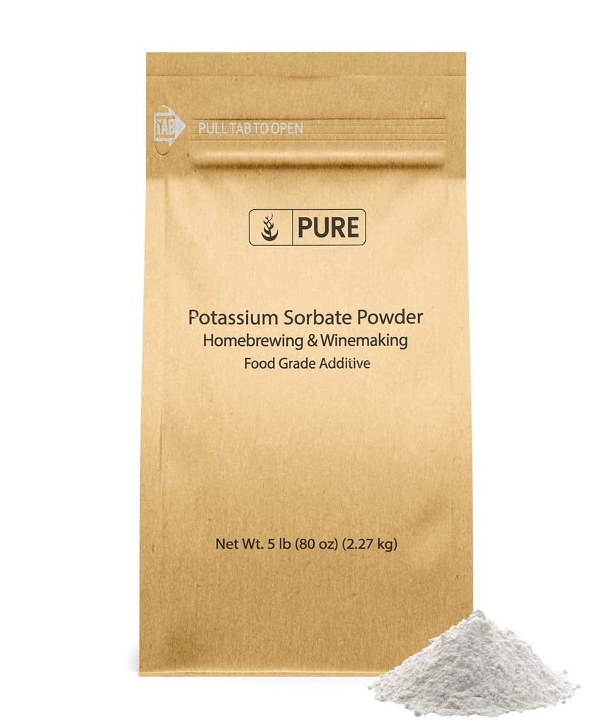 Ingredientes originales puros Sorbato de potasio (5 lb) Homebrewing " Winemaking, Aditivo de Grado Alimentario " Preservativo