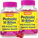 WellSí (2 Pack 50 Billion Probióticos + Prebióticos para Hombres y Mujeres Gummies - Apoyo Digestivo, Gut Health, Immune Support Gummy - Probióticos para la Salud Digestiva con 12 Strains - 60 Gummies