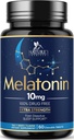 Melatonina 10mg Tablas de disuelve rápido - Extra Strength, Suplementos de Melatonina Libre de Azúcar para el descanso, Apoyo Natural para el sueño Suplemento para adultos, Sabor Delicioso Fresa, 60 Tabletas
