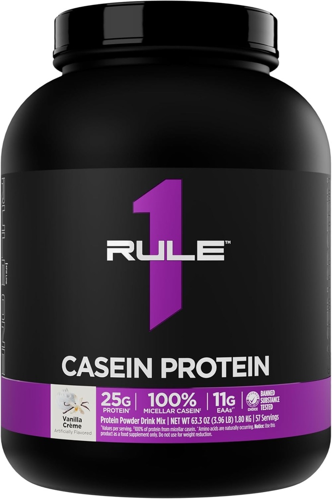 Regla 1 Casein Protein - 25g Protein and 11g EAAs Por Serving from Slow-Release Micellar Casein for Overnight Recovery and Sustained Delivery Between Meals (4 libras*, Vanilla Crème)