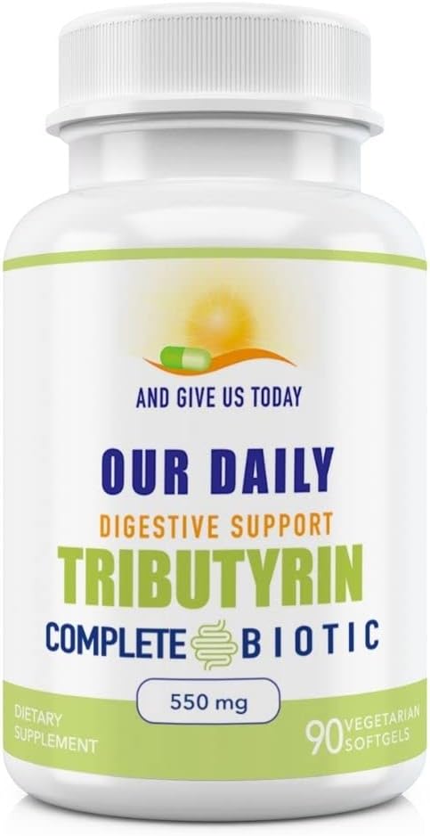 Our Daily Vites Tributyrin Digestive Heath Probiotics | Complete Butyrate Supplement | 550 Mg Delayed-Release Softgels | Immune Support| 90 Servings | Vegan Formula