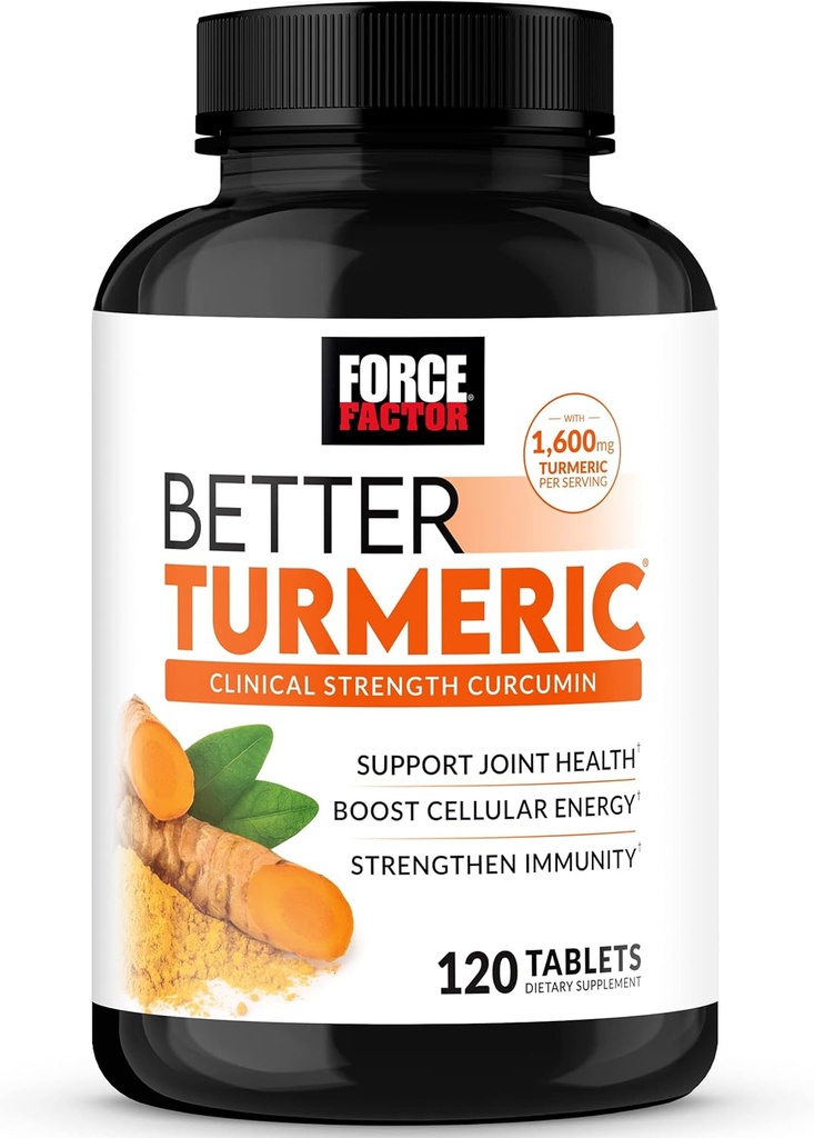 FACTOR DE FUERZA Mejor Curcumina Turmérica 1600 mg con Pepper Negro > jengibre, Suplemento de Apoyo Conjunto de Fuerza Clínica, Absorción Superior, 120 Tabletas