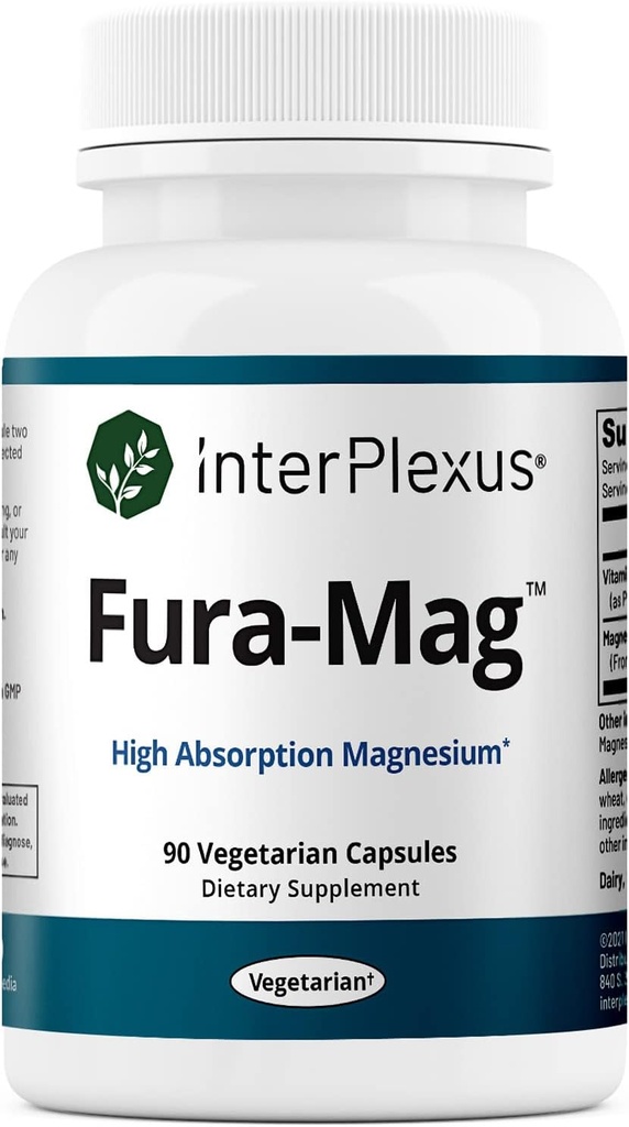 InterPlexus Fura-Mag - Magnesio altamente biodisponible con vitamina B6 - Gratuito de gluten, libre de lácteos, libre de soja - 90 cápsulas (90 piezas)