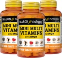 Múltiples vitaminas naturales con hierro, vitaminas A, C, D, E, B1, B2, B3, B6, B12, Folato y Calcio para la salud general, 100 tabletas (Pack of 3)